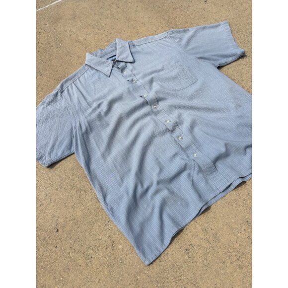 Cropped Point Zero Surfer Skater Button Up Short sleeve Shirt Blue - Picture 2 of 8